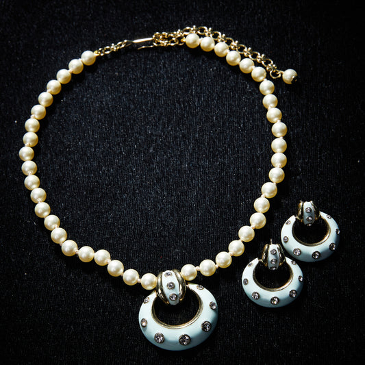 Sparkling Swarovski Crystal Copper Alloy Pearl-Imitation Jewelry Set KK-91980