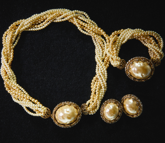 Sparkling Swarovski Crystal Copper Alloy Pearl-Imitation Jewelry Set KK-92210