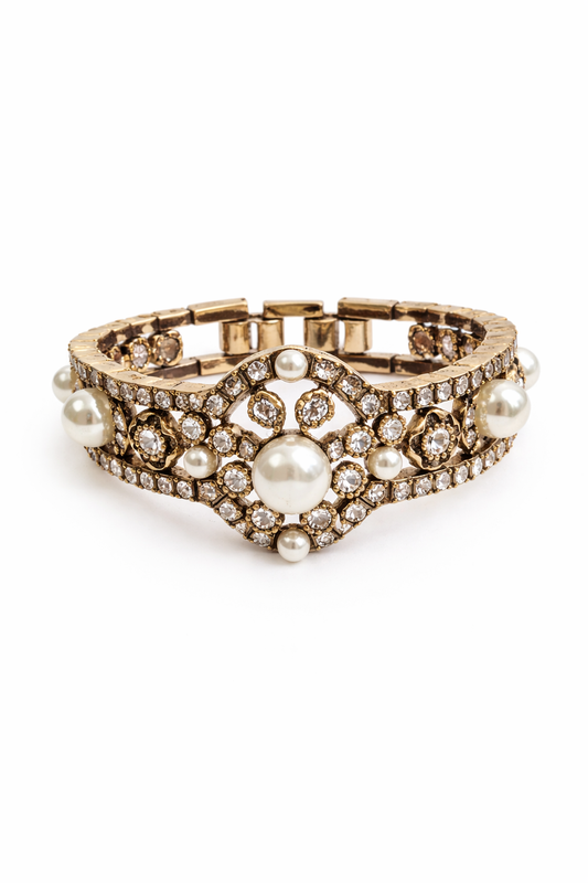 Baroque Pearl Crystal Statement Bracelet