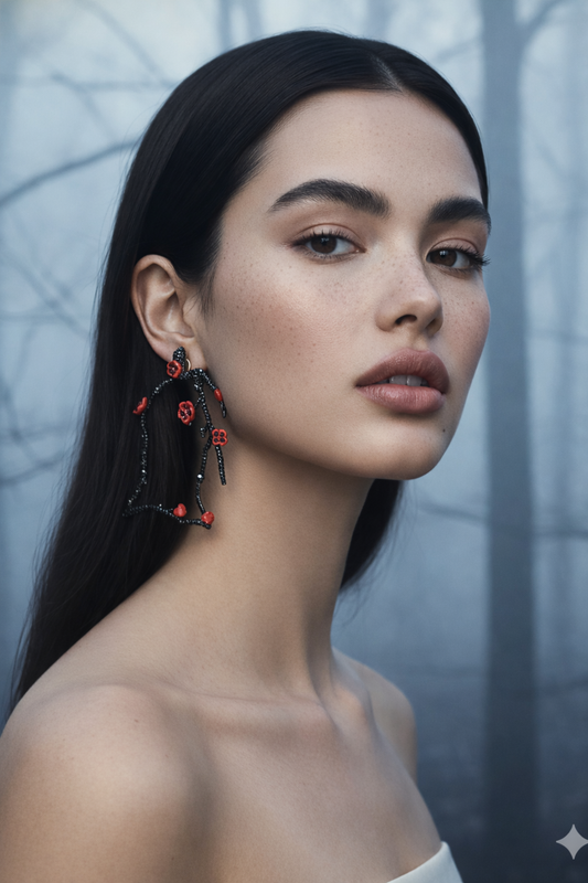 Cherry Blossom Branch Statement Drop Earrings