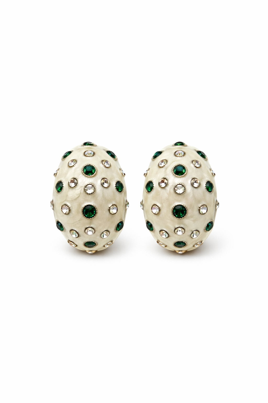 Emerald Dot Egg-Shape Statement Stud Earrings