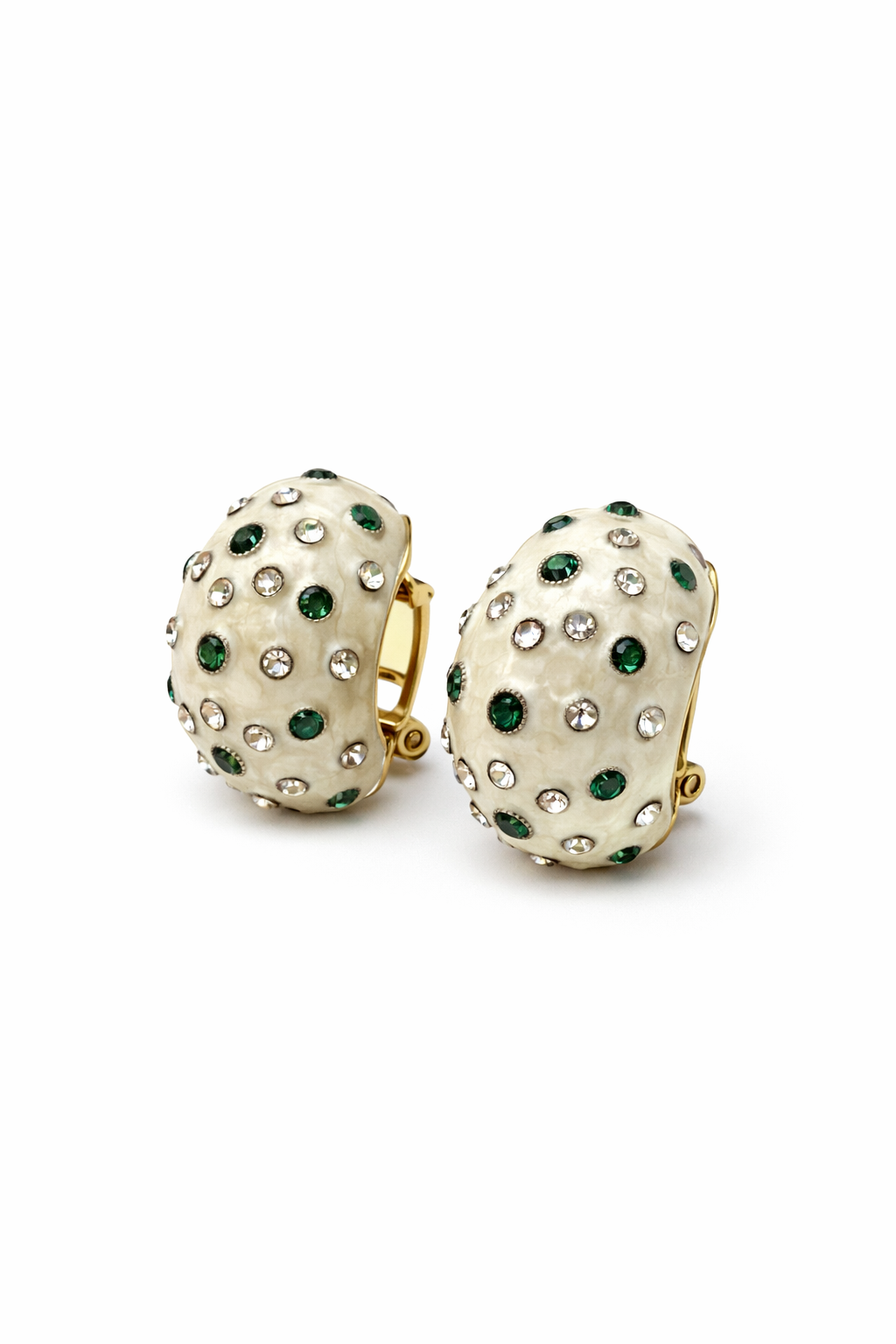 Emerald Dot Egg-Shape Statement Stud Earrings