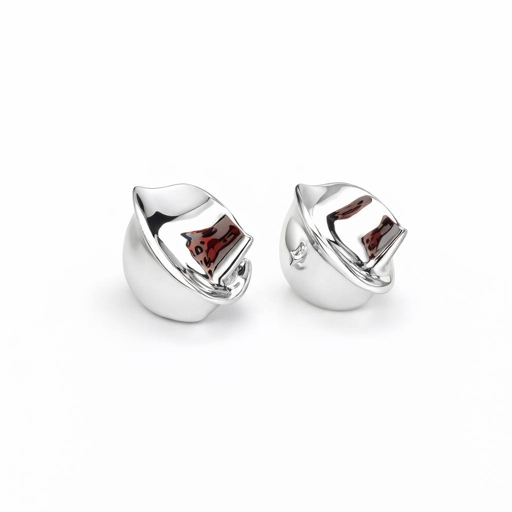 Mirror-Finish Sculptural Knot Stud Earrings | Contemporary Art Jewelry