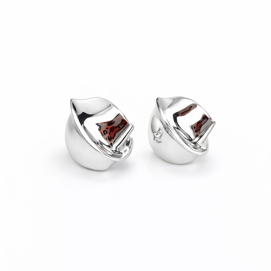 Mirror-Finish Sculptural Knot Stud Earrings | Contemporary Art Jewelry