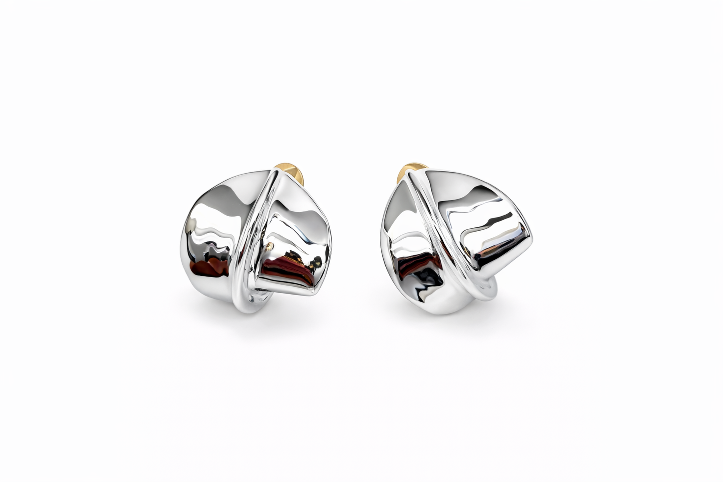 Mirror-Finish Sculptural Knot Stud Earrings | Contemporary Art Jewelry